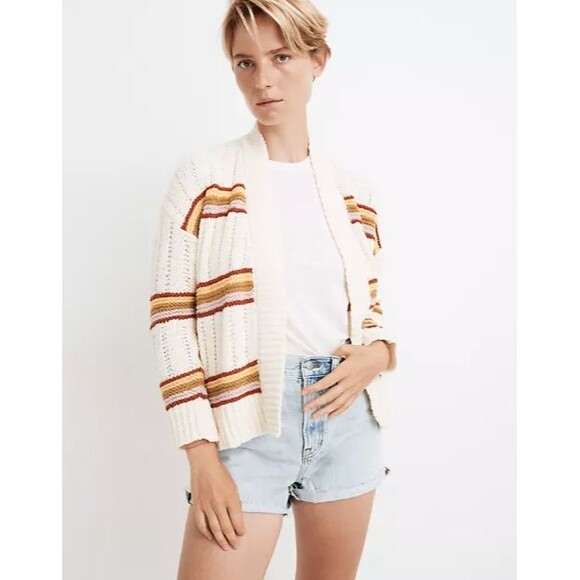 Madewell Striped Diaz Open Front Crop Cardigan Size XS - Picture 6 of 6